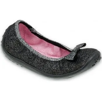 Dívčí baleríny Balerínky bačkůrky cvičky Befado 980X054 černé blýskavé s mašlí velikost: 26