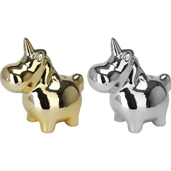 Pokladnička Pokladnička zvířátko 18x18x10 cm stříbrné