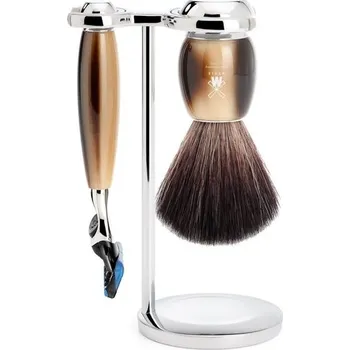 Mühle VIVO Shaving Set — Fusion™, Black Fibre, Horn Brown Resin