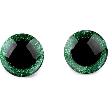 Oči glitrové s pojistkou Ø25 mm, zelené