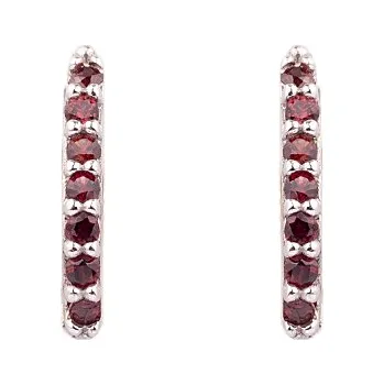 Náušnice granát - stříbrné náušnice (2079-1) povrchová úprava: rhodiované