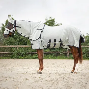 Deka pro koně Deka proti hmyzu QHP - s krkem a maskou, šedá, 135 cm