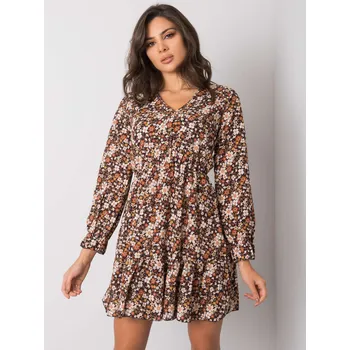 Dámské oblečení Dress-TW-SK-BI-25624.20P-black-yellow Och Bella hnědá 3205779