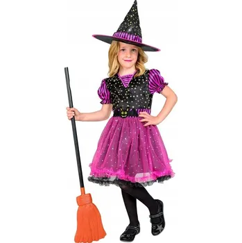 Karnevalový kostým KOSTÝM FIALOVÁ ČARODĚJNICE PRO ČARODĚJKU HALLOWEEN 140