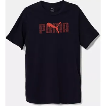 Chlapecké oblečení Bavlněné tričko Puma ESS LOGO LAB Tee tmavomodrá barva, s potiskem, 685791 59X, vel. 128