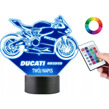 Lampička 3D LED lampička Ducati na motorku RGB + Dálkový Ovladač 16 barev