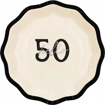 Talíř PAPÍROVÉ TALÍŘKY HELLO 50. NAROZENINY 18cm 6 KUSŮ PARTYDECO