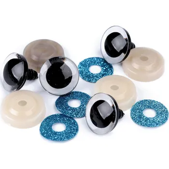 Oči glitrové s pojistkou Ø20 mm, modré