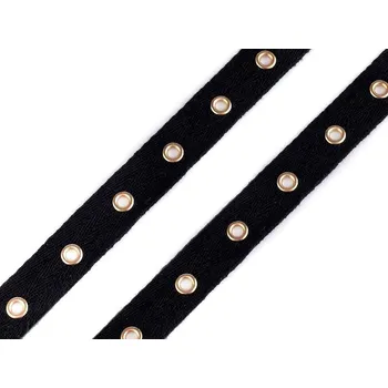 Prýmek / průchodky na bavlněné stuze šíře 20 mm, barva 1 černá zlatá