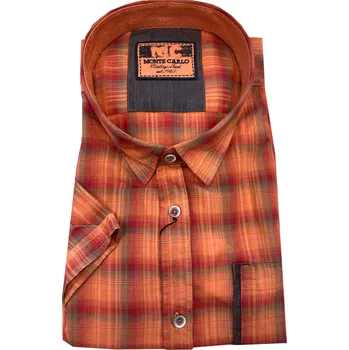 Pánská košile Luxusní pánská košile s krátkým rukávem (Washer bavlna) - sepraný vzhled - v nadměrné velikosti 4423 520