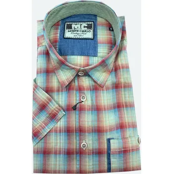 Pánská košile Luxusní pánská košile s krátkým rukávem (Washer bavlna) - sepraný vzhled - v nadměrné velikosti 4423 440