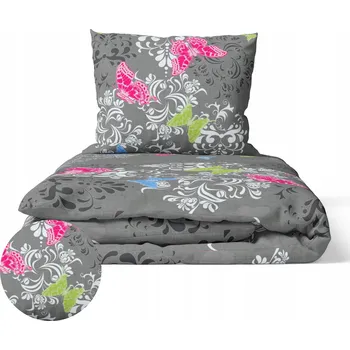 Povlečení KREPOVÉ POVLEČENÍ 160x200cm + JEDEN POVLAK NA POLŠTÁŘ 70x80cm SILNÉ / HRUBÉ - Motýl šedý (Šedý motýl)