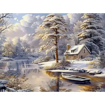 Diamantové malování Norimpex Diamantové malování Zimní chata 30x40cm