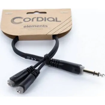 Elektrická zásuvka Cordial 14886 jack audio Y adaptér [1x jack zástrčka 6,3 mm (stereo) - 2x jack zásuvka 3,5 mm] 0.30 m černá PVC plášť, d