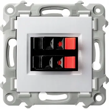 Elektrická zásuvka OSPEL GG-2Z/M/00 SZAFIR Dvojitá reproduktorová zásuvka - bílá barva