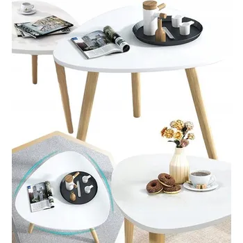 Konferenční stolek KONFERENČNÍ STOLEK 40 CM DŘEVĚNÝ TROJÚHELNÍKOVÝ SKANDINÁVSKÝ STYL