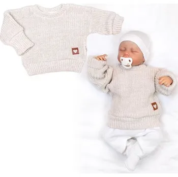 Baby Nellys Rostoucí oversize pletený svetřík pro miminko béžový
