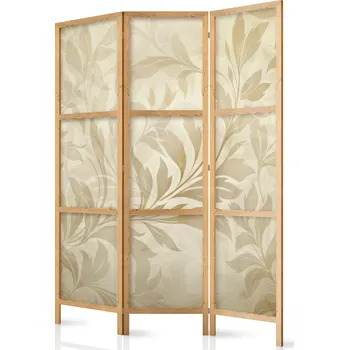 Paraván Japonský paraván - Botanický motiv s listy a vinnou révou v pískových barvách Velikost: 135x172 cm