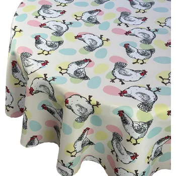 ubrus Ubrus Odolný proti skvrnám Velikonoce Kuře Barevná Vajíčka Kruh prům. 130 cm