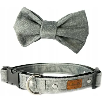 Obojek pro psa Obojek pro malého psa s motýlkem, sada obojek a motýlek - Šedá, S