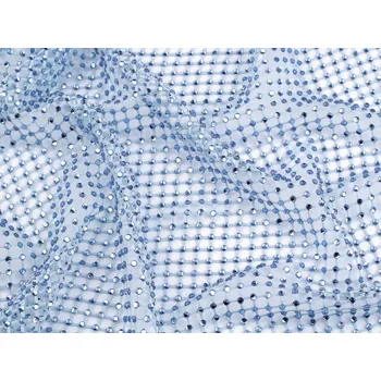 Pružná síťovina s broušenými kamínky metráž, barva 1 modrá světlá modrá světlá