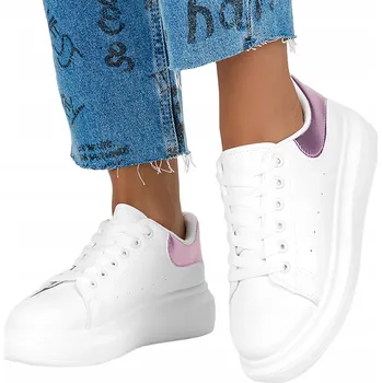 Dámské tenisky Dámské BÍLÉ tenisky SPORTOVNÍ obuv na platformě šněrovací vel. 39