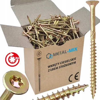 Vrut TESAŘSKÉ VRUTY 6x80 TORX ZÁPUSTNÁ HLAVA POZINK ZLATÝ 100 kusů