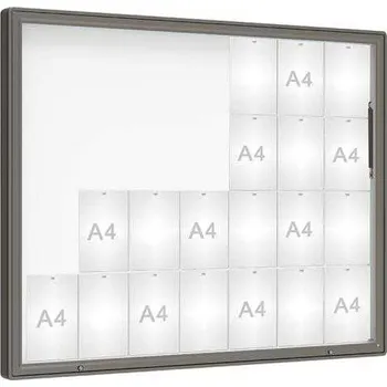 Informační tabulka Venkovní vitrína model 2000, 28 x A4, sklo, šedá PRO + doprava zdarma