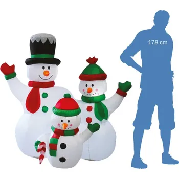 Nafukovací svítící rodina sněhuláků 153 cm