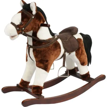 Houpací kůň hnědobílý - výška sedátka 46 cm, zvukové efekty koně, pohyblivá tlama a ocas
