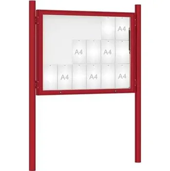 Informační tabulka Venkovní vitrína model 1000 18 x A4, červená, včetně sloupků + doprava zdarma