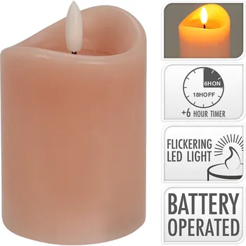 Svíčka svíčka LED pr. 7x10cm, blikající plamen, časovač, RŮŽ M.A.T. GROUP