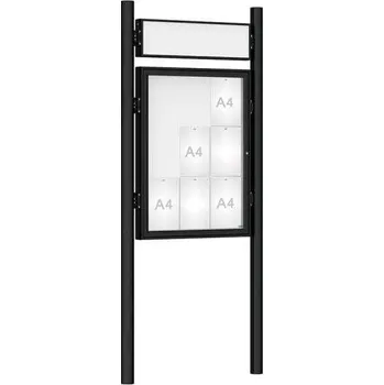 Informační tabulka Venkovní vitrína model 1000 9 x A4, černá, včetně sloupků a záhlaví + doprava zdarma