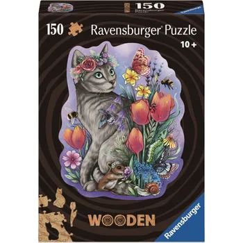 Ravensburger Dřevěné puzzle Kouzelná kočka 150 dílků