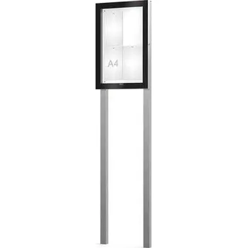 Informační tabulka Venkovní černá moderní vitrína Edge, 4 x A4 včetně sloupků + doprava zdarma