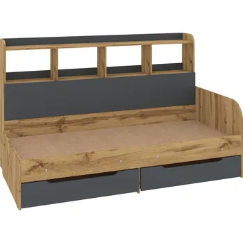 Postel Slevadoma Dětská postel SONYA-6, 80 x 190 cm, se zásuvkami a regály Barva: dub tacho + antracit