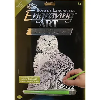 omalovánky Škrábací obrázek stříbrný - Sněžné sovy