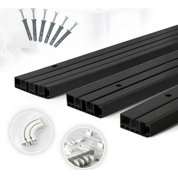 Obraz Garnýž stropní kolejnicový systém PVC 1-drážkový 150 cm s žabkami černý kompletní set