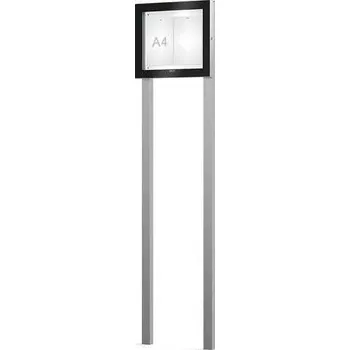 Informační tabulka Venkovní černá moderní vitrína Edge, 2 x A4 včetně sloupků + doprava zdarma