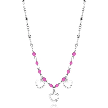 Módní doplněk S'Agapõ Korálkový náhrdelník z oceli Srdíčka Vibes SVB10 + 2 měsíce na vrácení zboží