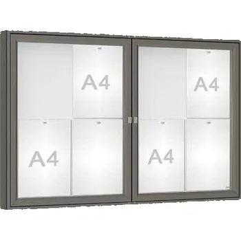 Informační tabulka Venkovní vitrína model 1000 dvoukřídlá, 8 x A4, plexi, šedá PRO + doprava zdarma