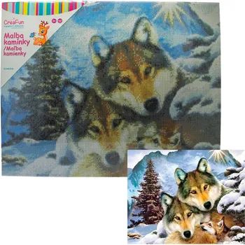 omalovánky Diamantové malování - Rodinka vlků 40 x 50 cm