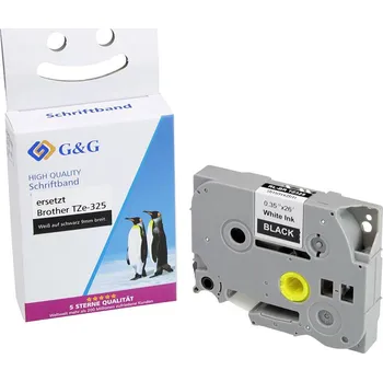 Pásek do tiskárny páska do štítkovače G&G BB-B-G-325 kompatibilní náhradní Brother TZe-325 Barva pásky: černá Barva písma: bílá 9 mm 8 m