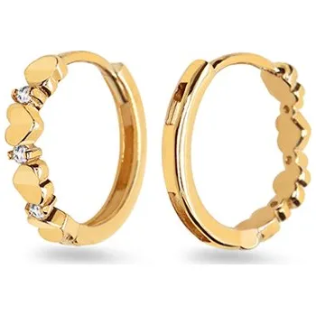 Náušnice Zlaté kroužky se srdíčky a zirkony Jaylin, 14K IZ25333 + dárkové balení LUXUS zdarma