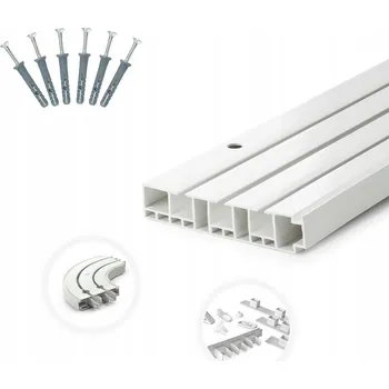 Garnýž Garnýž stropní kolejnicový 3-kolejový PVC 180 cm s žabkami a válečkem kompletní sada