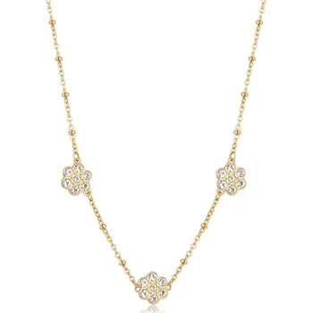 Náhrdelník S'Agapõ Pozlacený ocelový náhrdelník s květinami Aurora SAR43 + 2 měsíce na vrácení zboží