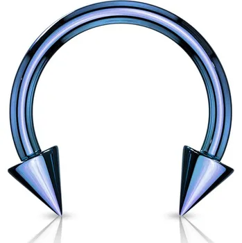 Piercing Atreya Ocelová podkova s hroty - barevná Barva: Modrá, Velikost: 2 mm x 12 mm x 5 mm