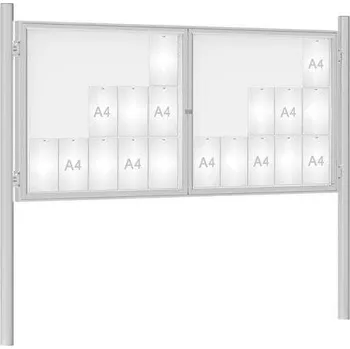 Informační tabulka Venkovní vitrína model 1000 dvoukřídlá, 30 x A4, elox, včetně sloupků + doprava zdarma