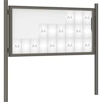 Informační tabulka Venkovní vitrína model 1000 27 x A4, šedá PRO, včetně sloupků + doprava zdarma