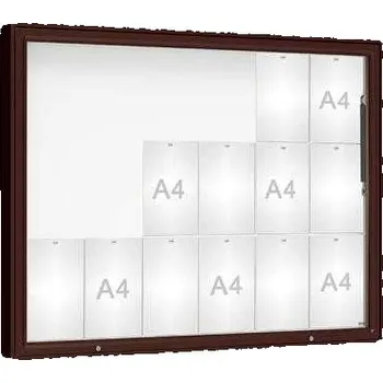Informační tabulka Venkovní vitrína model 2000, 18 x A4, sklo, hnědá + doprava zdarma